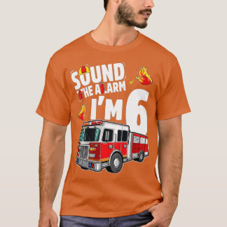 Kids Fire Truck 6th Birthday Boy Firefighter 6 Yea T-Shirt