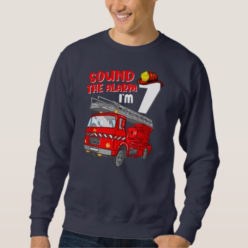 Kids Fire Truck 7 Years Old Firefighter 7th Sweatshirt