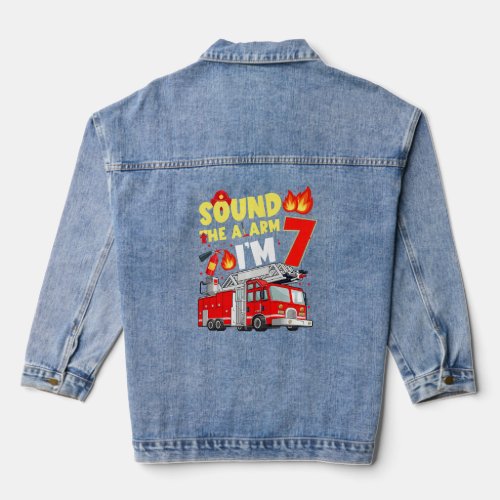 Kids Fire Truck 7th Birthday Boy Firefighter 7 Yea Denim Jacket