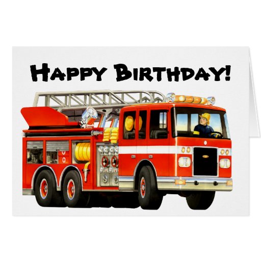 Kid's Fire Truck Birthday Card | Zazzle