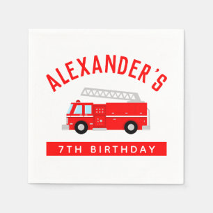 Kids Fire Truck Birthday Party Napkins