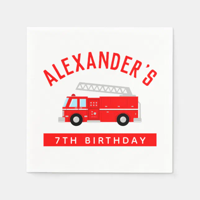 Kids Fire Truck Birthday Party Napkins Zazzle