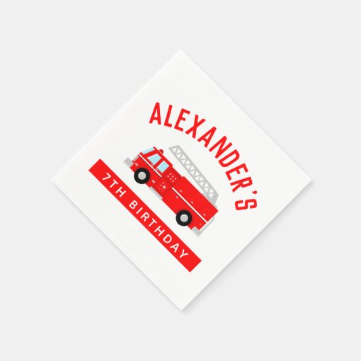 Kids Fire Truck Birthday Party Napkins Zazzle