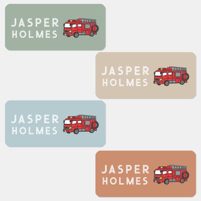 Kids Fire Truck Name Clothing Labels (Group)