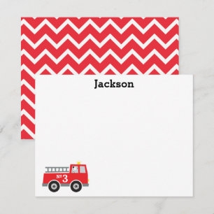Kids Fire Truck Thank You Card