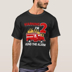 Kids Fireman with fire truck I am 2 years birthday T-Shirt