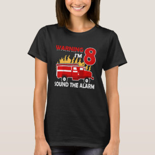 Kids Fireman with fire truck I am 8 years birthday T-Shirt