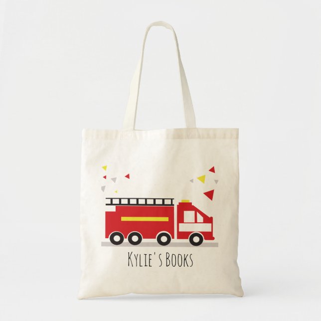 Kids Firetruck Fun Library Book  Tote Bag (Front)