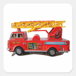 KIDS FIRETRUCK T-SHIRT SQUARE STICKER