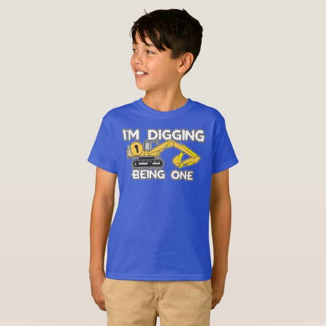 Kid's First Birthday I'm Digging Being One T-Shirt (Front Full)