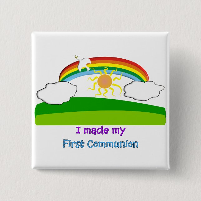 Kids First Communion T-Shirts and Gifts Button (Front)