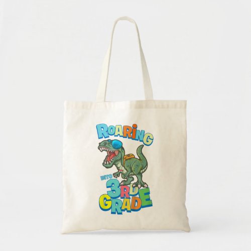 Kids First Day of 3rd Grade Dinosaur Back to Schoo Tote Bag