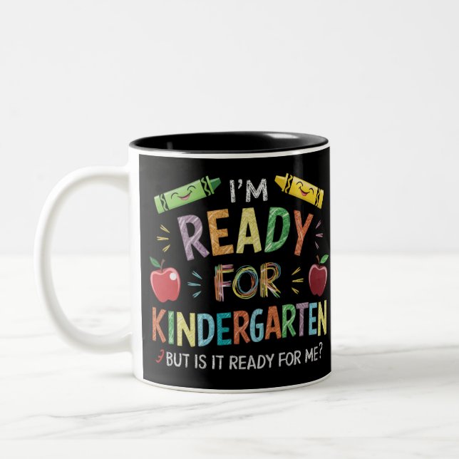 Kids First Day Of Kindergarten Fun Back To Schoo Two-Tone Coffee Mug (Left)