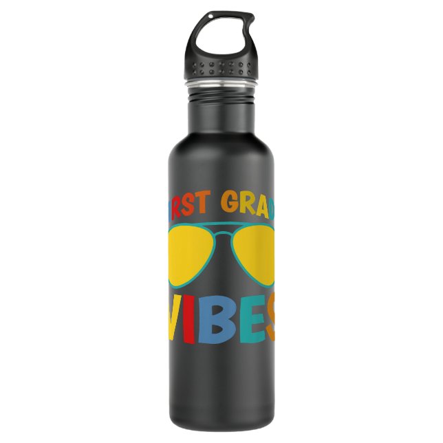 Kids First Day of School 1st Grade Vibes Boys Firs Stainless Steel Water Bottle (Front)