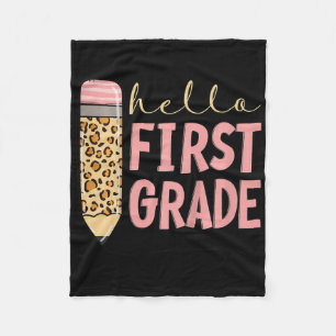 Kids First Day Of School Girls Ck To School Hello Fleece Blanket