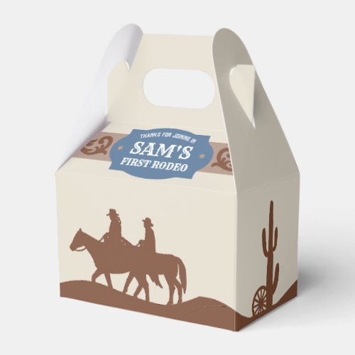 Kids FIrst Rodeo BlueBrown Western Birthday Party Favor Boxes