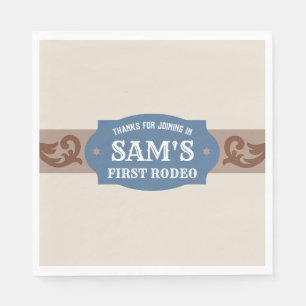 Kids FIrst Rodeo Blue/Brown Western Birthday Party Napkins