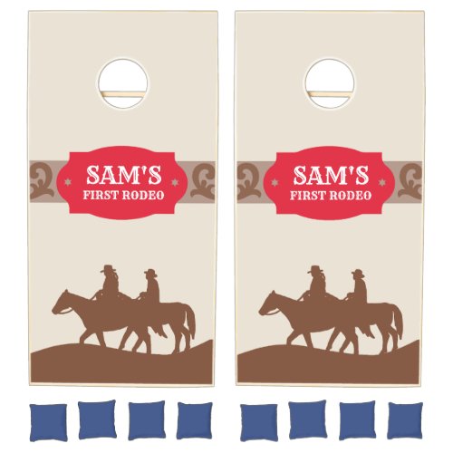 Kids FIrst Rodeo BlueRed Western Birthday Party Cornhole Set