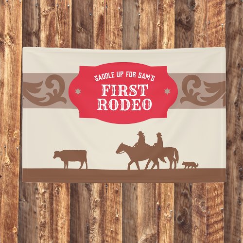 Kids FIrst Rodeo Red Western Birthday Party Banner