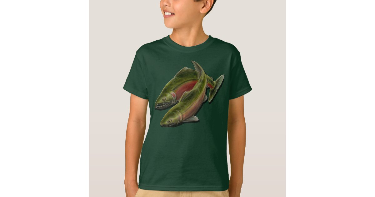 Men's Salmon Fishing T Shirt North American Salmon Shirts Vintage T-shirt  Fisherman Shirt Fishing Gift Idea Tee 