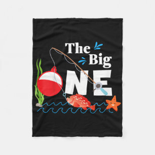 Kids Fishing The Big One Year 1st First Birthday L Fleece Blanket