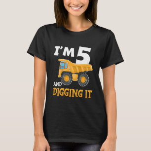 Kids Five 5yr 5th Birthday Construction Boy 5 Year T-Shirt