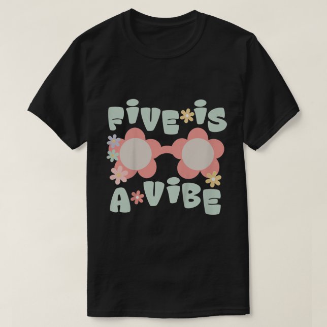 Kids Five Is A Vibe Birthday Party Decorations 5th T-Shirt (Design Front)