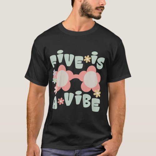 Kids Five Is A Vibe Birthday Party Decorations 5th T_Shirt