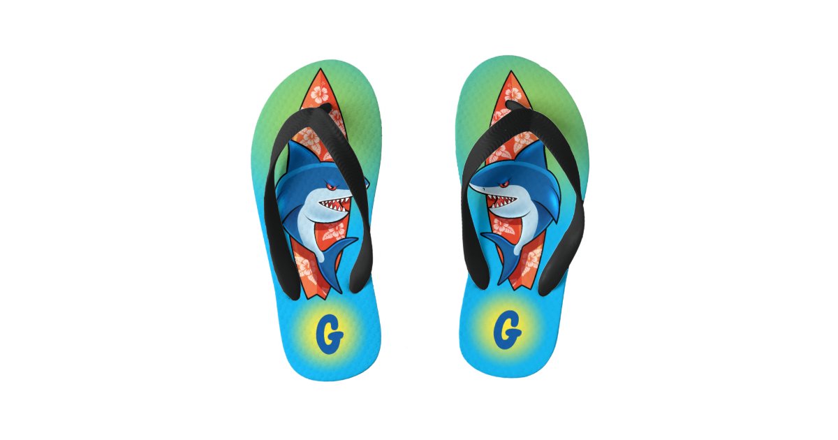Kids Flip Flops Shark surf hippy boho custom | Zazzle