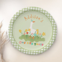Kids Floral Green One Silly Goose 1st Birthday