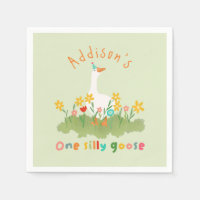 Kids Floral Green One Silly Goose First Birthday
