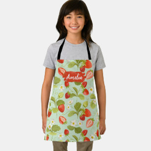 Kids Floral Personalized Apron, Cook Baking BBQ Apron