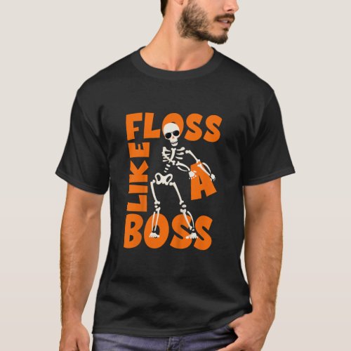 Kids Floss Like Boss Halloween Costumes Skeleton T_Shirt