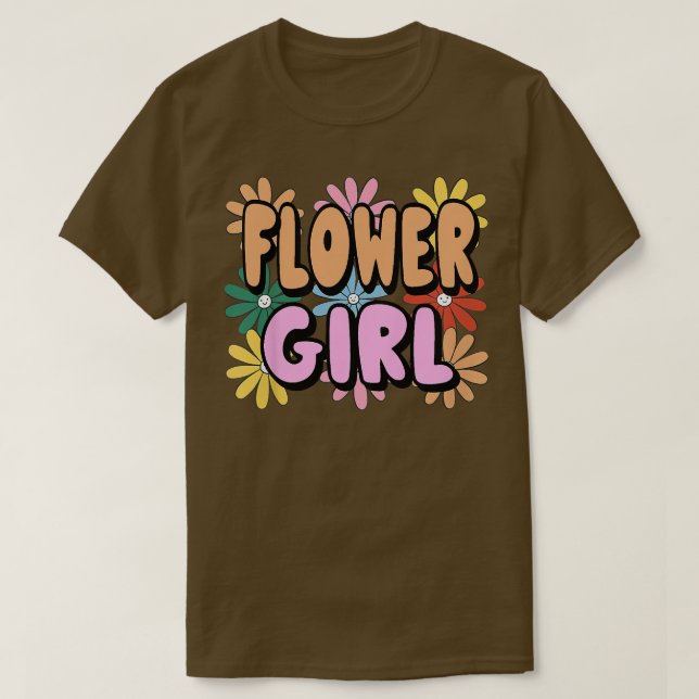 Kids Flower GirlCute Pretty Floral Simple Little G T-Shirt (Design Front)