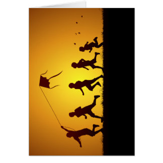 Kids flying a kite cards