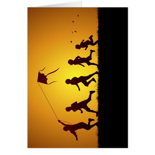 Kids flying a kite cards (Front)