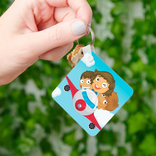 Kids Flying Airplane Cartoon Fun Aviation Keychain (Creator Uploaded)