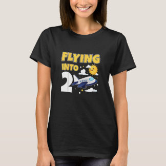 Kids Flying Into 2 Airplane Pilot 2 Year Old 2nd B T-Shirt