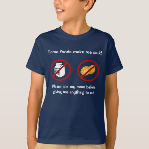 Kids Food Allergies No Milk No Peanuts dark T_Shirt