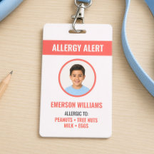 Kids Food Allergy Medical Alert ID