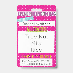 Kids Food Allergy Medical Allergy Alert Badge