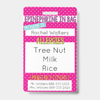 Kids Food Allergy Medical Allergy Alert Badge