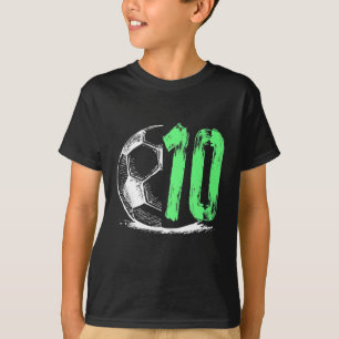 Kids Football 10 Years Old Boy Birthday Party T-Shirt
