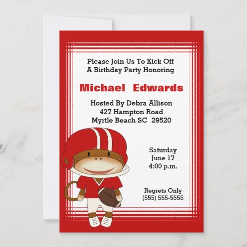 Kids Football Birthday Invitations