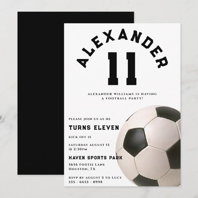 Kids Football Birthday Party Invitation (Front/Back)