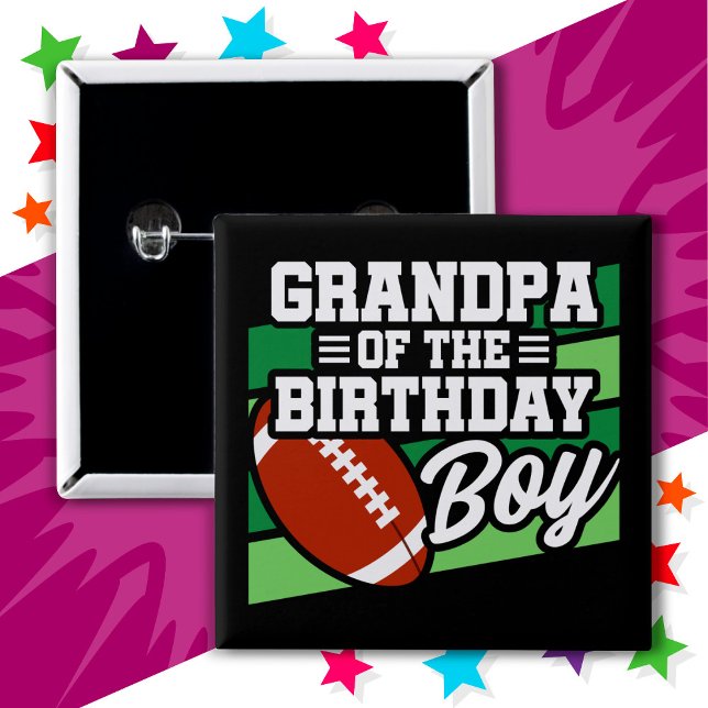 Kids Football Party Grandpa of the Birthday Boy Button (Creator Uploaded)