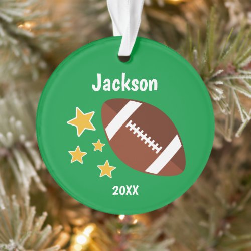 Kids Football Stars Green Personalized Ornament