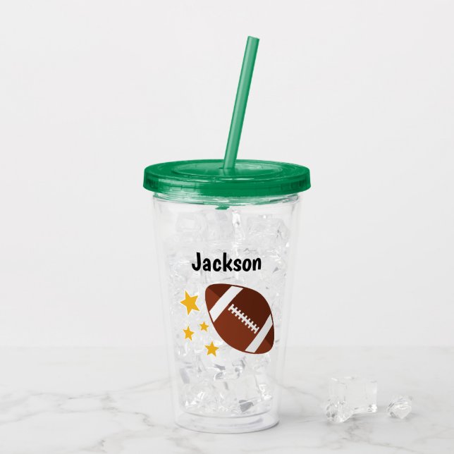 Kids Football Stars Personalized Acrylic Tumbler (Back Ice)