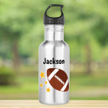 Kids Football Stars Personalized Stainless Steel Water Bottle<br><div class="desc">A cute football and stars water bottle for kids. Easily personalize with a name to make this a custom gift.</div>