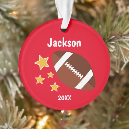 Kids Football Stars Red Personalized Ornament